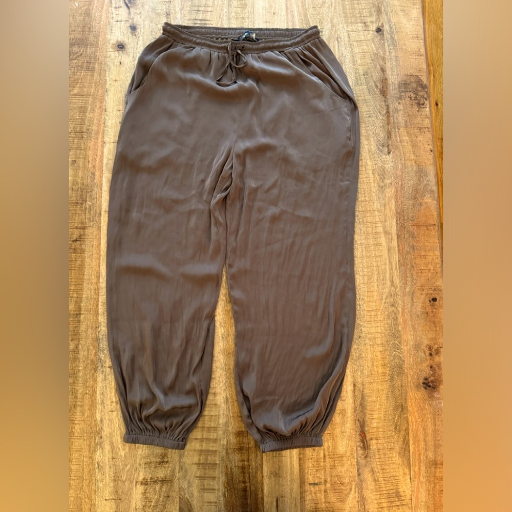 Zara Brown Elastic-Waist Jogger Pants